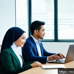 Home 23 편향을 극복하기 위한 의사결정 도구 - A modern Malaysian office scene showing a diverse group of professionals in a collaborative meeting,...